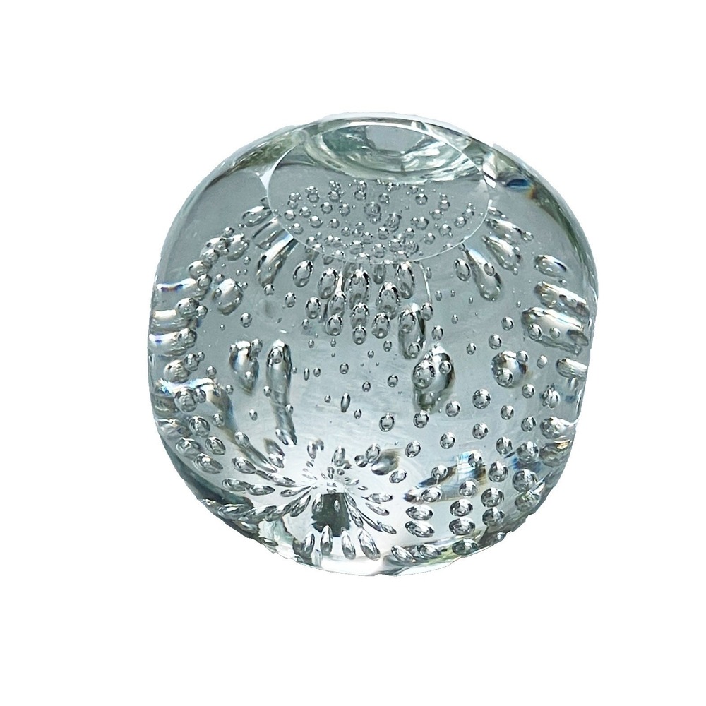 Bubble Clear Glass Paperweight Controlled Bubble Art Vintage 2.75 Inch - Picture 1 of 16